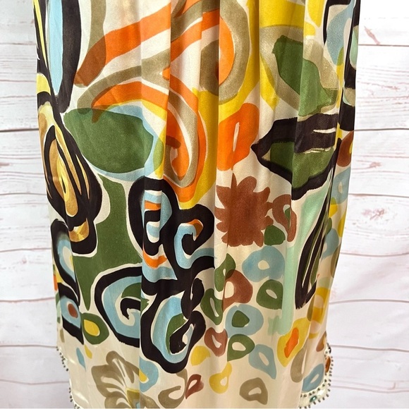 Vintage Sue Wong Retro Mod Abstract Silk Beaded Swing Cocktail Formal Dress - Picture 5 of 12